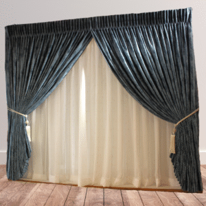 Midnight Blue Fabric Curtain Set
