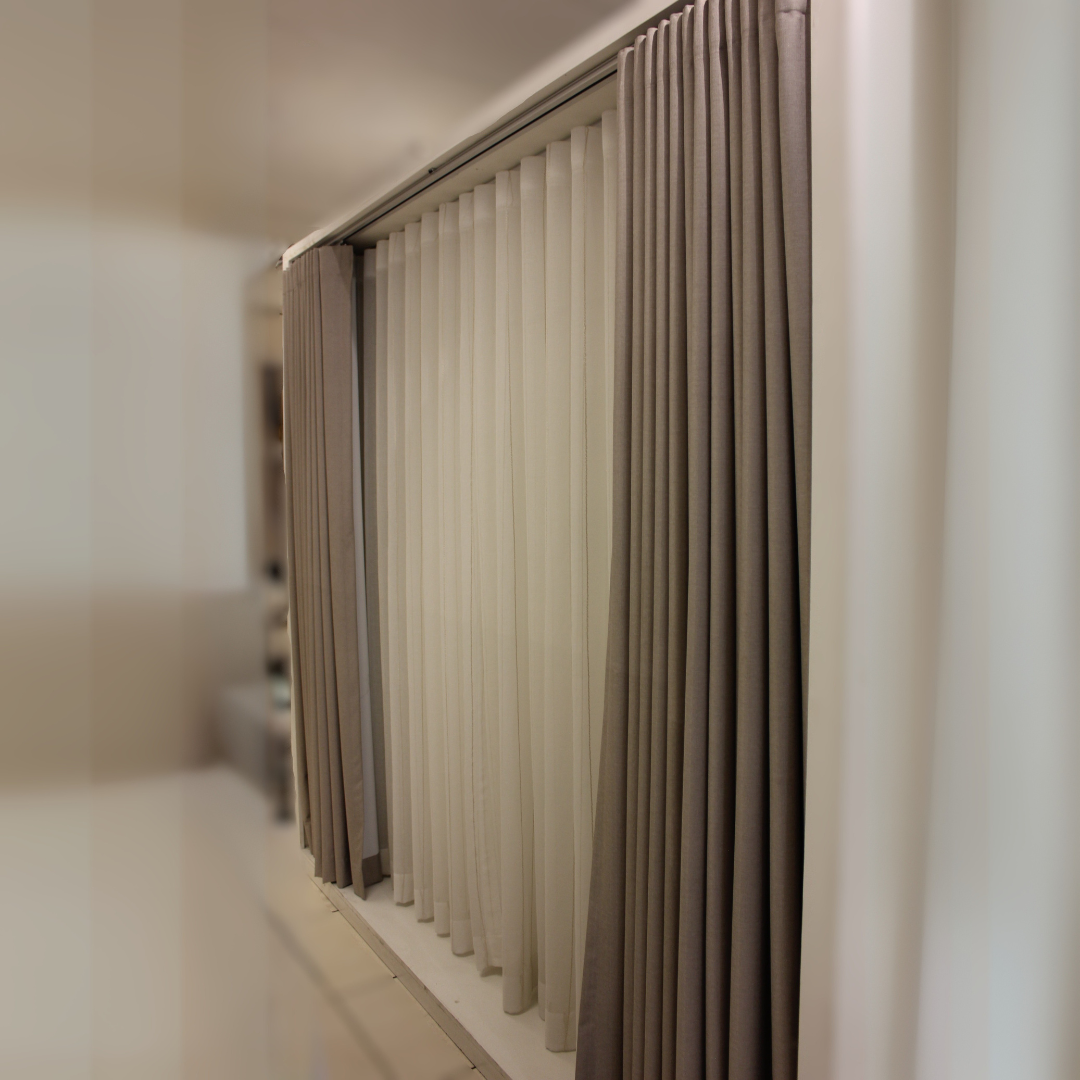 Light Brown 100% Blockout Wave Curtain Set