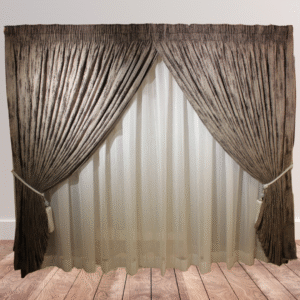 Brown Fabric Curtain Set