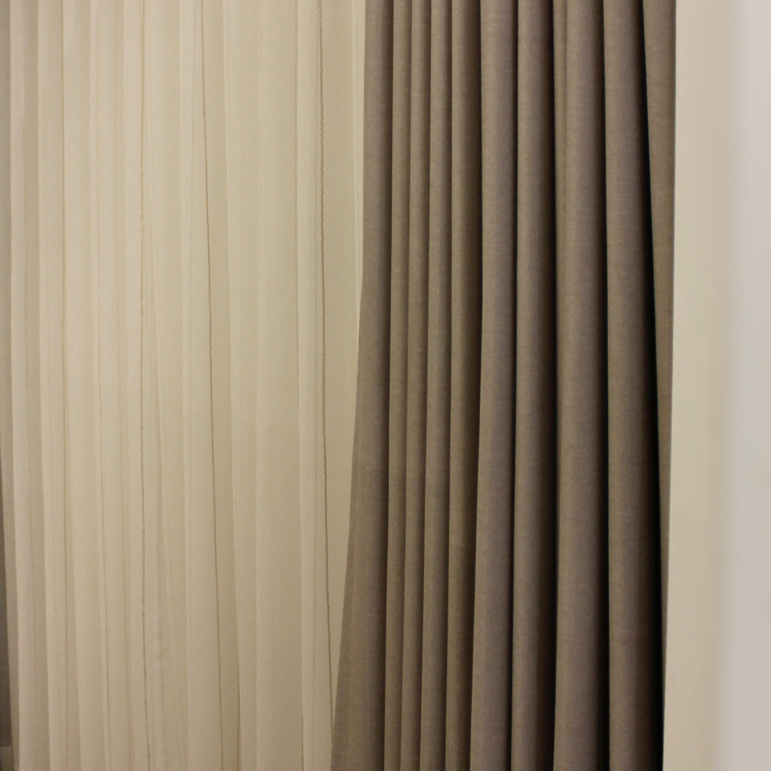 Light Brown 100% Blockout Wave Curtain Set - Image 2