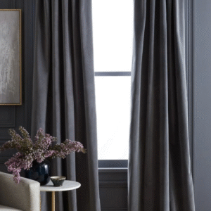Dark Gray Velvet Curtain Set