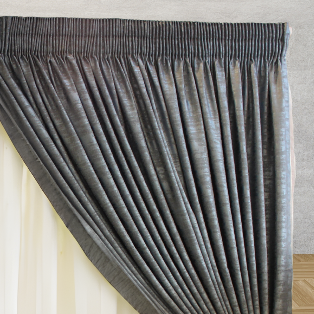 Slate Gray Fabric Curtain Set - Image 3